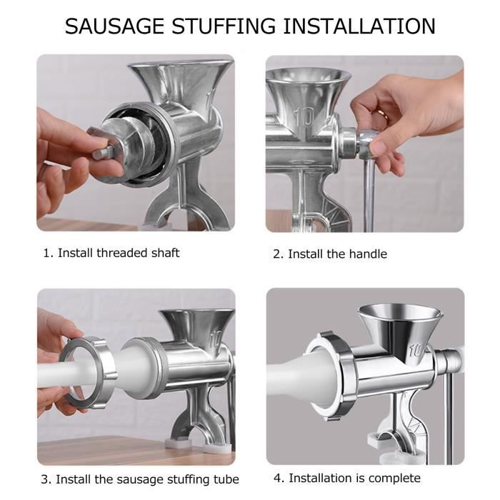 Machine à Saucisses Manuelle 3L – Poussoir à Viande Pro, 4 Tubes De Remplissage Ø17/21/25/29 Mm