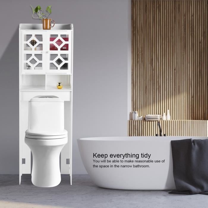 Armoire de Rangement Meuble Toilette Etagère à Persiennes Classique