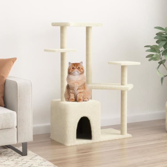 vidaXL Arbre à chat avec griffoirs en sisal crème 107 5 cm 172070