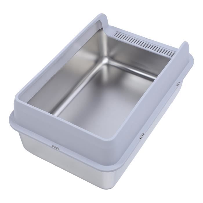 Meilleurs prix pour Bac à litière pour chat - Vvikizy - Acier inoxydable - Étanche - Grand - Facile à nettoyer