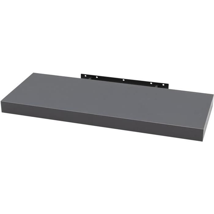 WOLTU Étagère murale cube en bois MDF Étagère pour livres-CD-DVDÉtagère à fixation invisible80x22.9x3.8cmGris Foncé