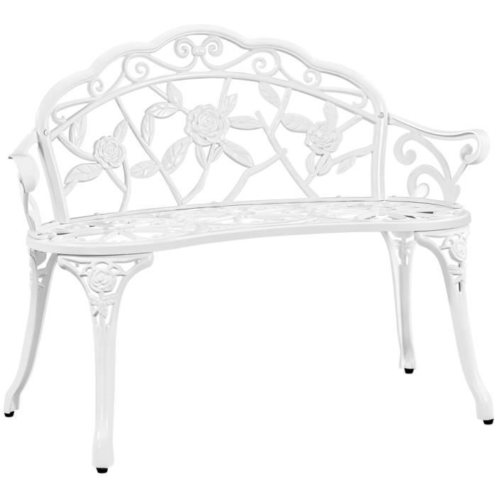 Yaheetech Banc de Jardin Extérieur Mobilier de Jardin en Aluminium Siège de Parc 995 x 57 x 785cm Blanc