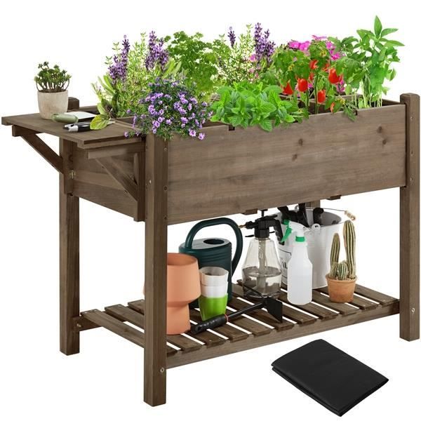 Carré Potager sur pied en Bois - avec Trous de Drainage pour Culture - Maison/ Balcon/Jardin (Marron Marron foncé) - Yaheetech Carré Potager sur pied en Bois - avec Trous de Drainage pour Culture - Maison/ Balcon/Jardin (Marron Marron foncé) - Yaheetech