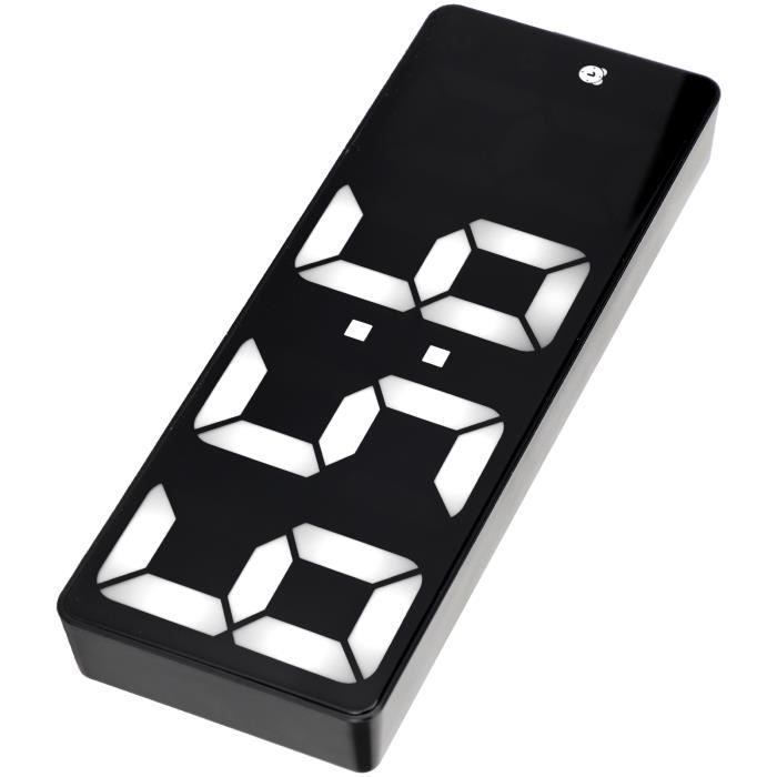 Horloge Numérique Réveil Projection LED - Écran Miroir 7,4'' - Radio FM - Charge USB - 2 Alarmes - Blanc/Noir Radio Réveil Projection Plafond USB