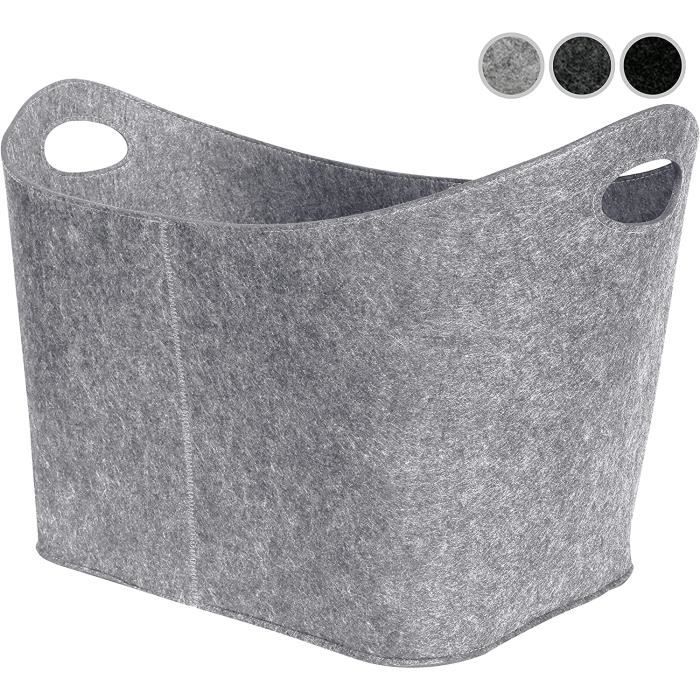 2 Seaux De Rangement En Feutre Gris - Grands Paniers Pour Linge, Jouets Ou Décoration