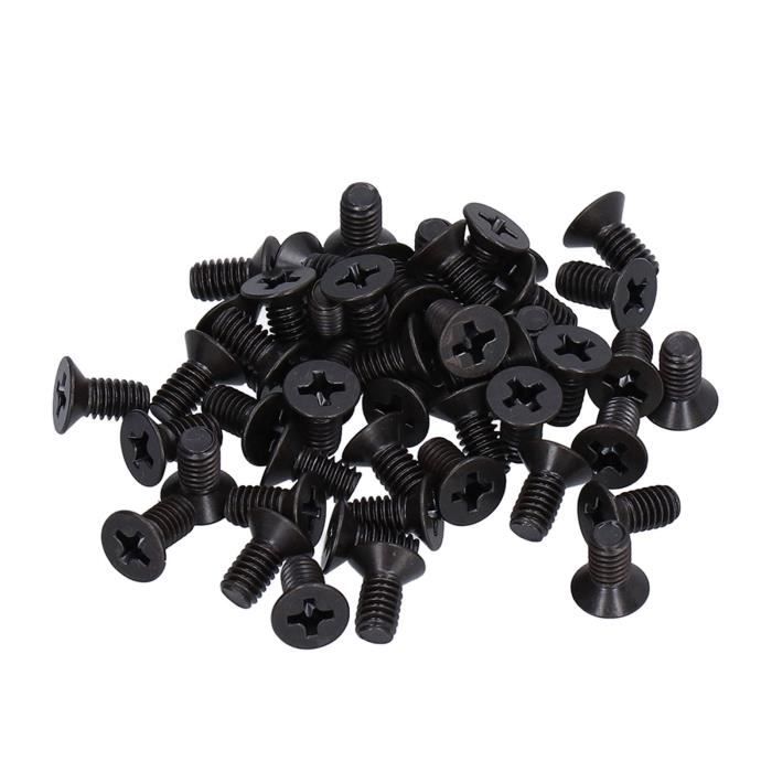 Vis En Nylon Noir M6x20mm - 50 Pièces, Tête Fraisée Cruciforme, Pour Bricolage Léger