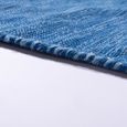Tapis De Créateur Tapis Tissé Kilim Tissé Main 100 % Coton Moderne Chiné Bleu [60x110 cm]-1