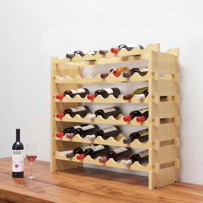 Casier à bouteilles de vin bois naturel pour 25 bouteilles zeller