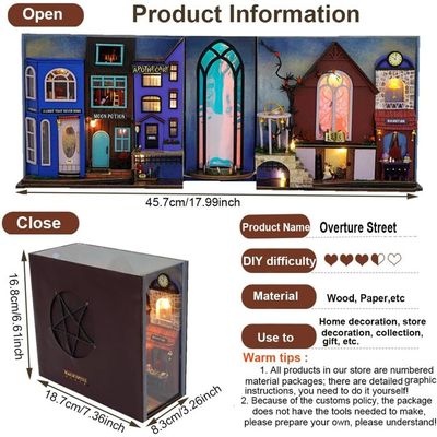 RONSTONE – Mini Book Nook DIY – Maison De Poupée Magasin De Bonbons – Housse De Protection Et LED – Puzzle 3D En Bois – Cadeau Créatif Pour Adultes – Piles Et Colle Non Incluses