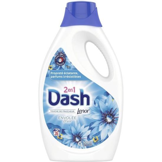 Dash 2en1 Lessive Liquide, Parfum Envolée D'Air Frais, 72 Lavages