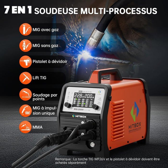 Poste à Souder HZXVOGEN MIG250DP 5 En 1 - MIG TIG STICK - Aluminium 200A