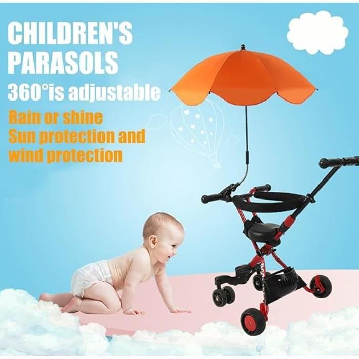 Parasol Poussette Bébé Extra Large UV + Pluie - Avec Pince Réglable 360°