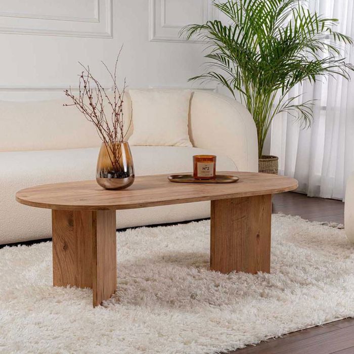 Table basse ovale en aggloméré coloris pin atlantique L119 cm - IRIS ...