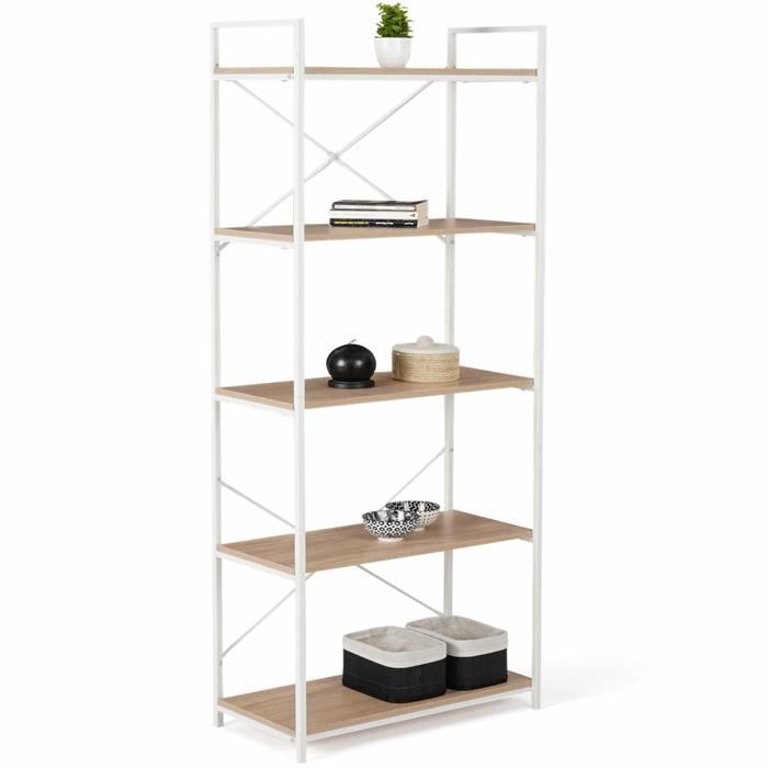 Bibliothèque 5 étagères DETROIT - Design Industriel - 170 Cm - IDMarket