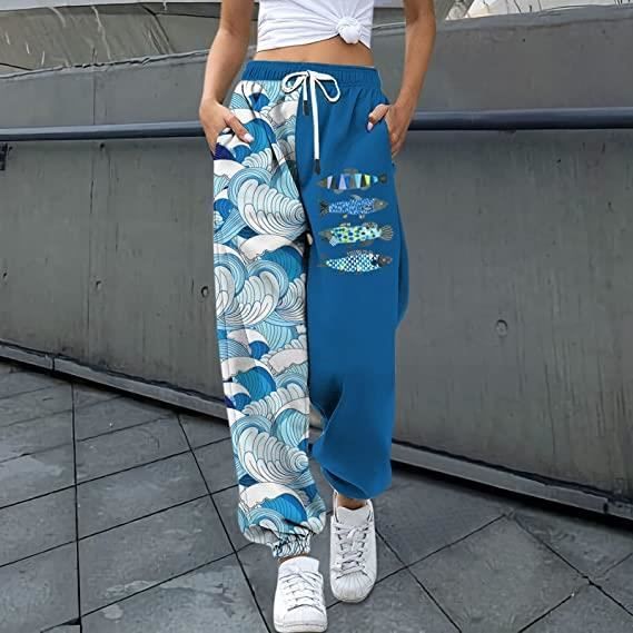 Pantalon de Sport Cargo Pantalon Large Mode Pantalon de Sport pour Femme  Pantalon de Loisirs Loose Pantalon Taille Haute Bleu - Cdiscount Sport
