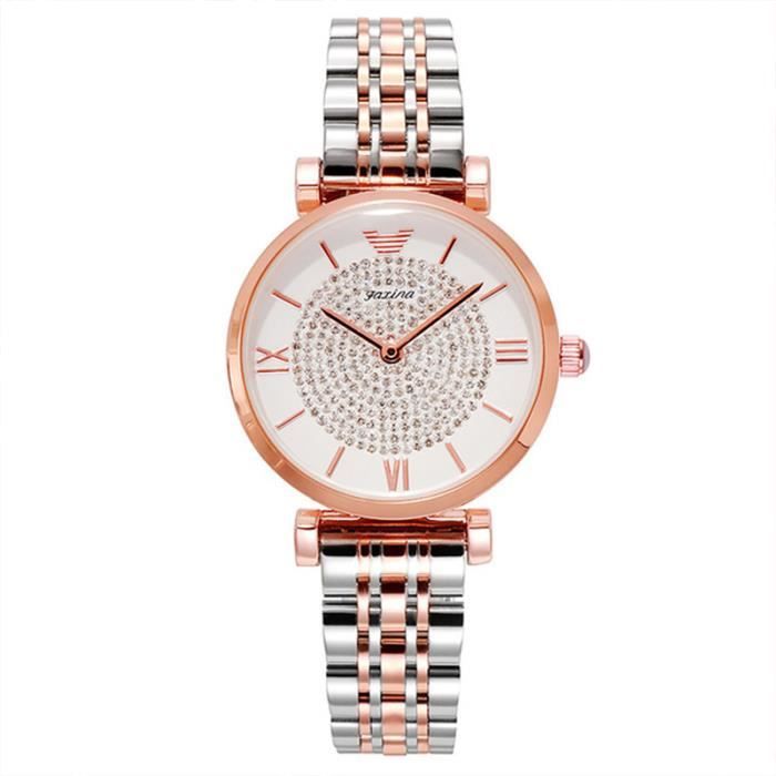 Montre Femme JewelryWe Cadran Bague - Bracelet Élastique Grands Chiffres
