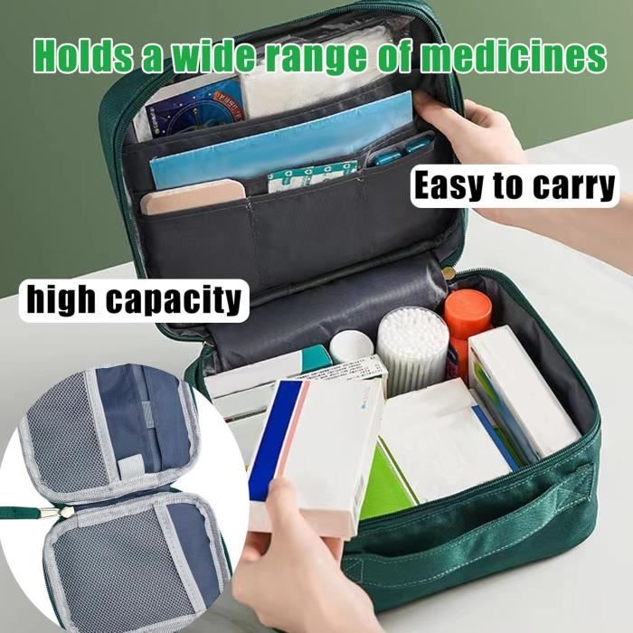 Sac De Trousse De Premiers Soins Portable – Organisateur Médical Avec Fermeture Éclair, Bandoulière Et Système MOLLE – Noir, Résistant à L’Eau Pour Voyage Et Outdoor