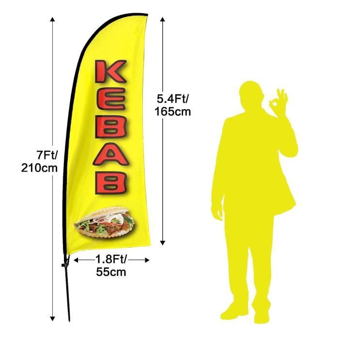 Kebab Swooper Drapeau, 7Ft Kebab Drapeau Publicitaire Avec Kit