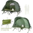 GYMAX Tente de Camping avec Lit pour 2 Personnes, Tente de Camping avec Couverture de Pluie, Fenêtre en Tissu Oxford Respirant, Vert-2