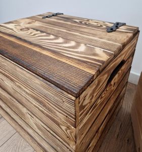 Caisse En Bois Avec Couvercle - Coffre De Rangement 39x29x25 Cm - Naturel