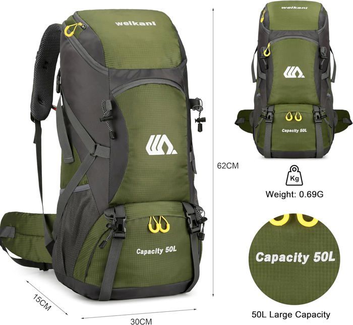 Sac à Dos De Randonnée 20L GES - Léger (0.31kg), Imperméable Avec Housse De Pluie - Pour Voyage, Vélo, école