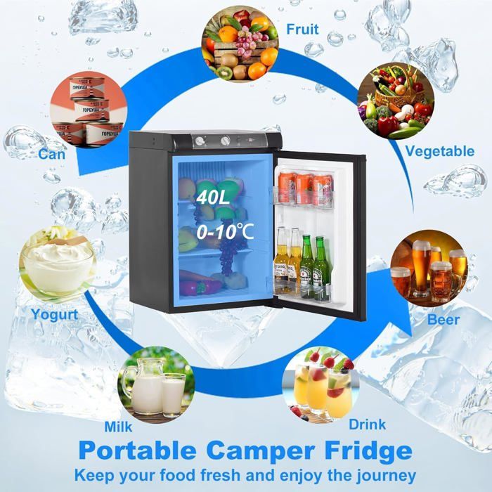 Mini Frigo SMAD 45L 12V/220V Pour Camping-car Chambre - Avec Serrure
