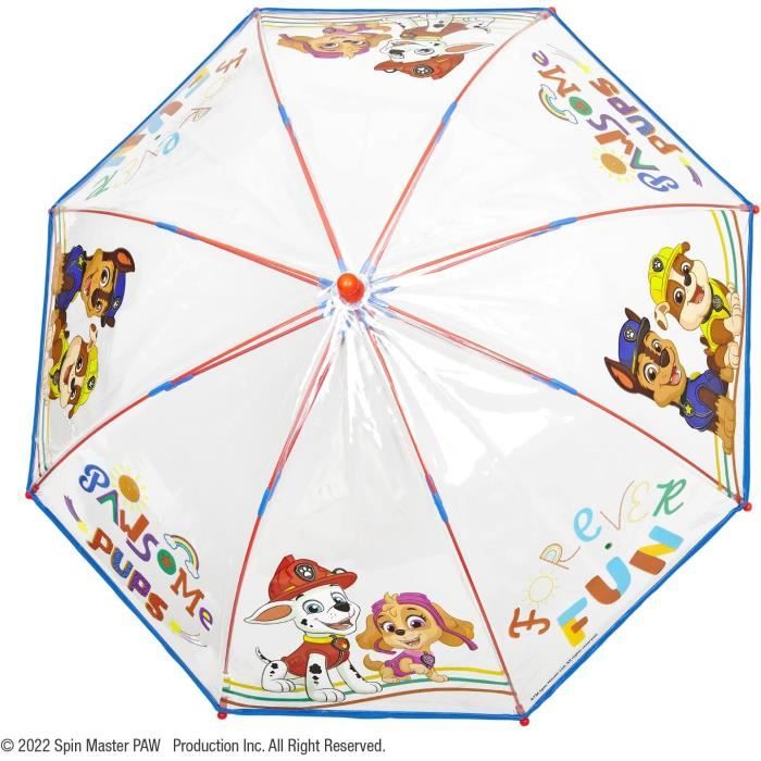 Parapluie Transparent Pat' Patrouille - 42 Cm, Manuel, Avec Cloche - Idéal Pour Les Fans De Paw Patrol - 8