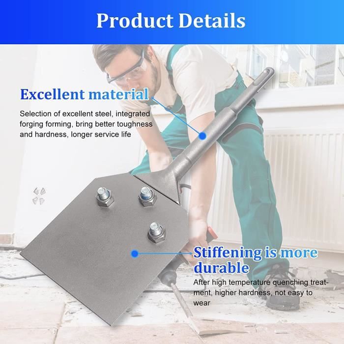 Burin Sds Sds Plus Lot De 2 Burins à Carrelage Coudés 165 Mm/250 Mm X 75 Mm SDS-Plus Burin Large Burin Bêche Large Burin Plat Pour Carrelage, Colle à Carrelage, Céramique Max