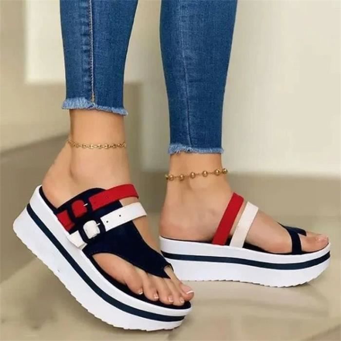 Sandales compensées rouges sale
