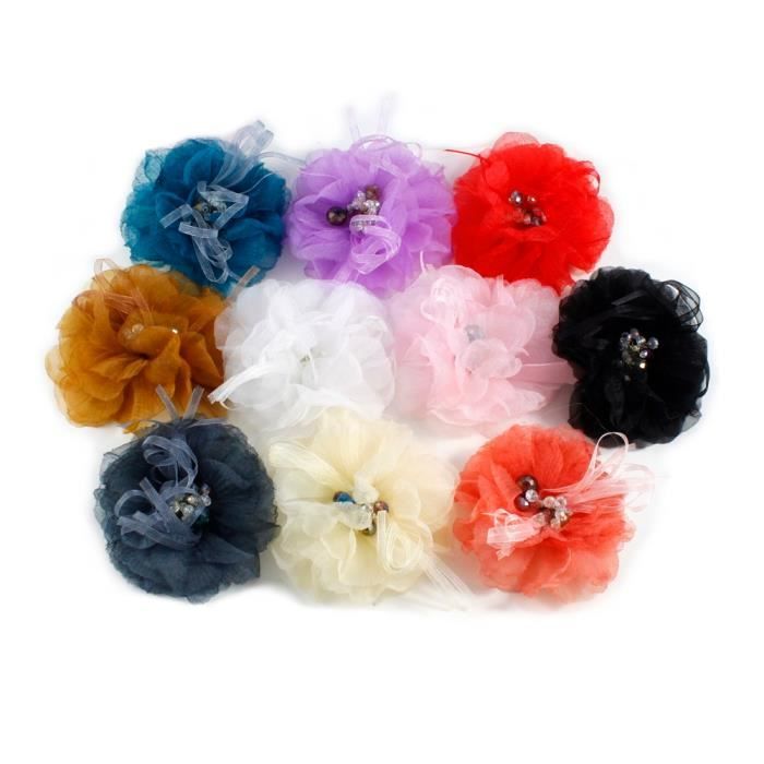Pince Broche Fleur En Tissu Et Tulle Fait Main - Accessoire De Coiffure Bohème - Résistante à L'eau - Neuf Avec étiquettes