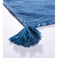 Tapis De Créateur Tapis Tissé Kilim Tissé Main 100 % Coton Moderne Chiné Bleu [60x110 cm]-3