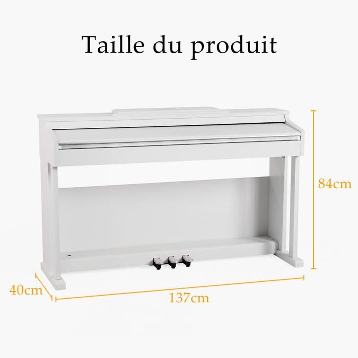 LAGRIMA Piano Droit Numérique X-3 88 Touches Lestées de Taille Authentique Clavier Electronique pour Débutant/Adulte avec Adaptateur 3 Pédales et Minimalisme USB/MIDI Blanc 