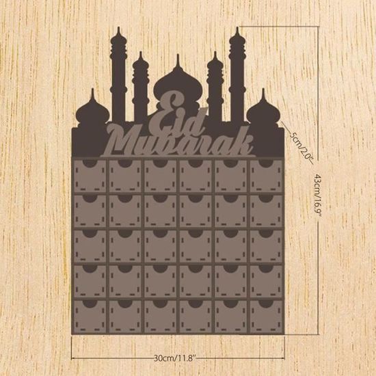 MDF Ramadan Calendrier de l'Avent DIY Maison Tiroir 30 Grilles Support  Décor - Cdiscount Maison