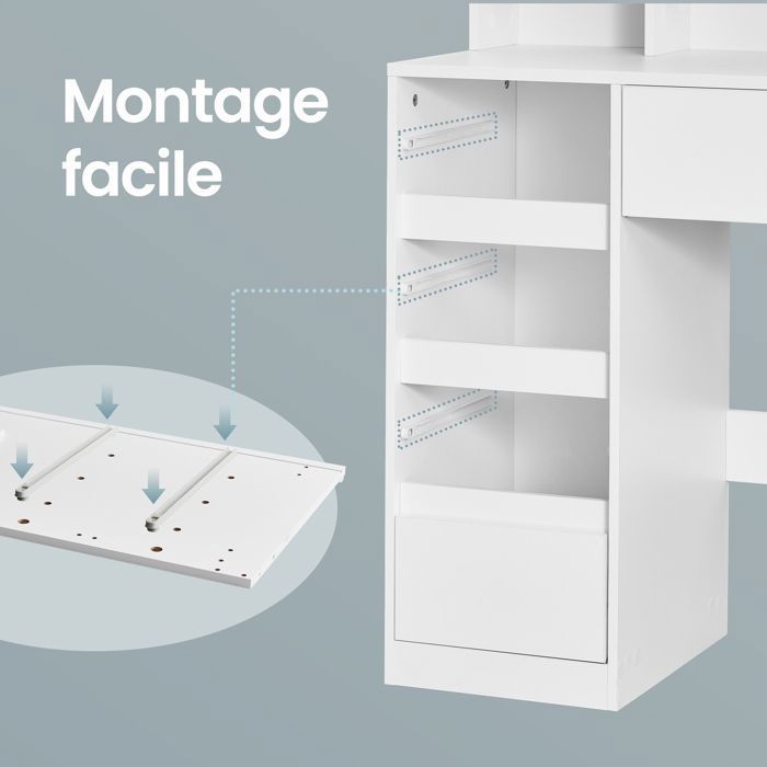Aovquof Coiffeuse avec éclairage LED, 3 couleurs avec luminosité réglable, miroir pour maquillage, noir M29 Aovquof Coiffeuse avec éclairage LED, 3 couleurs avec luminosité réglable, miroir pour maquillage, noir M29