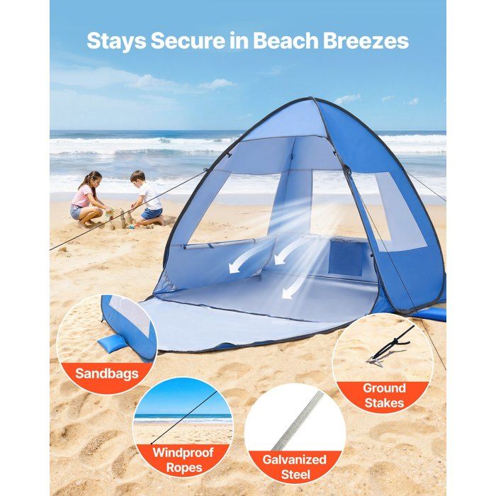 Tente De Plage Pop-up Bébé Avec Mini Piscine – UPF 50+, Imperméable, Légère (0,8 Kg), Pour Plage Et Jardin