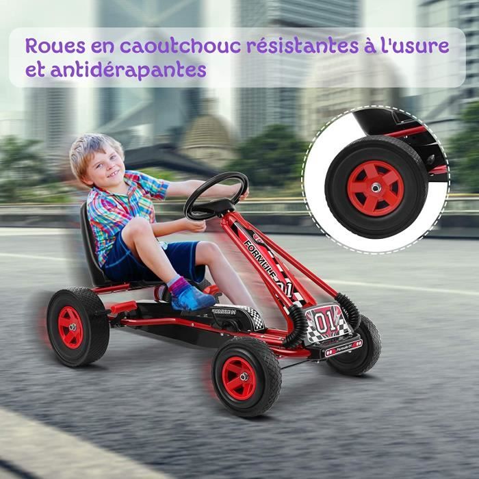 GOPLUS Kart à Pédales pour Enfant,Voiture à Pédales avec Frein et Embrayage  Siège Réglable,pour Enfant 3+ Ans,Charge 30KG,Rouge - Cdiscount Auto