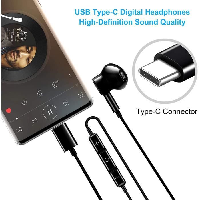 Où Trouver Type-C Écouteurs, USB-C Écouteurs Filaires Intra-auriculaires  Avec Micro Pour Huawei Mate 10/P20/Nova 3, One Plus 6/6T, OPPO, Le Moins  Cher