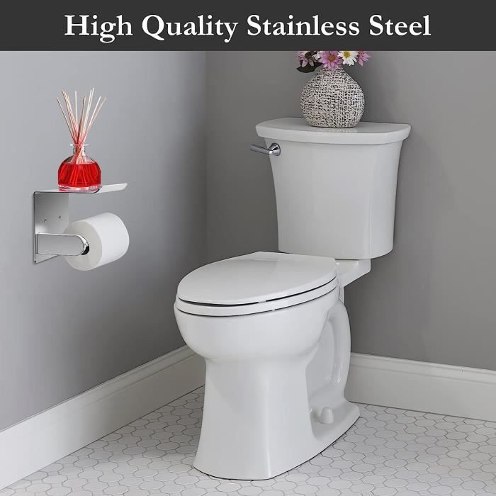Porte-Rouleau Papier Toilette Adhésif - Acier Inoxydable Gris - Sans Perçage