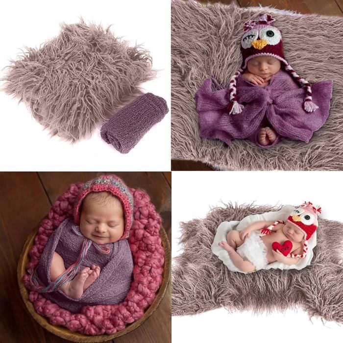 Kit Photo Nouveau-né Uposao - 1 écharpe Extensible + 1 Bonnet - Pour Bébés 0-6 Mois - Séances Photo, Cadeau De Naissance - 8
