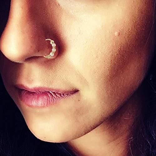 Bijou Piercing Anneau Bague De Nez En Or Jaune 9 carats avec des