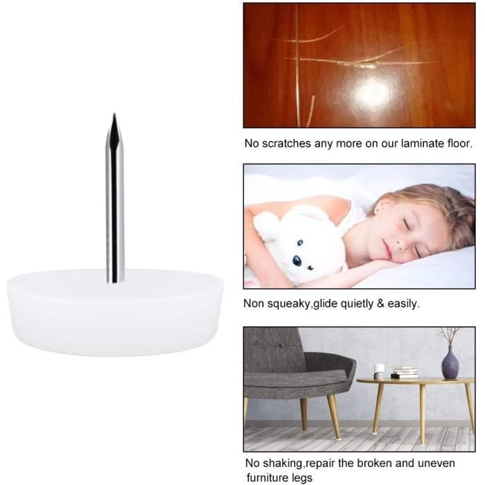 Acheter Adsamm® / 100 X Patins Glisseurs En Métal Avec Clou Argentés 20 Mm Rond Pieds à Pour Meubles, De Qualité Optimale ? Comparer Chez