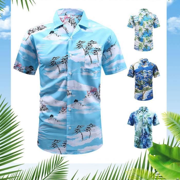 Chemise Hawaienne Pour Homme - Légère Et Respirante En Coton Lin, Manches Courtes, Idéale Pour Plage Et Loisirs D'Été