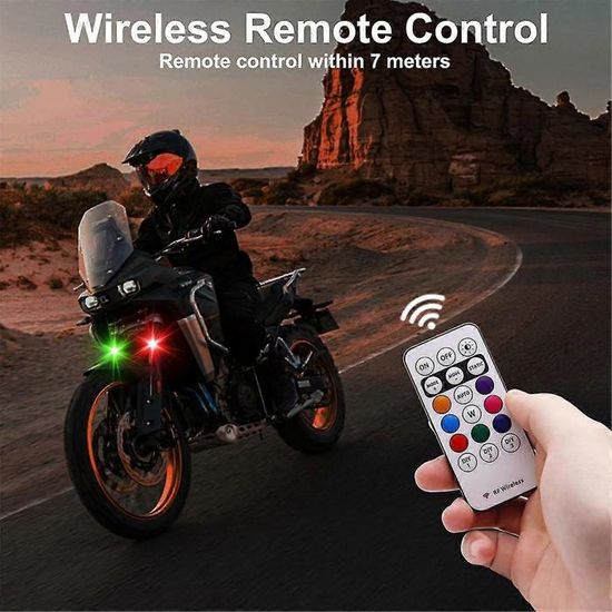 Lumières Stroboscopiques LED Sans Fil - Télécommande Incluse - Étanches, Rechargeables USB - Pour Voiture, Moto, Décoration