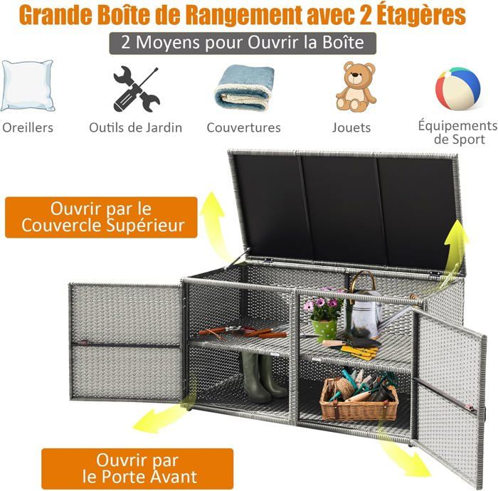 Coffre de Rangement à 2 Portes Kerteminde pour Extérieur Range-Bûches