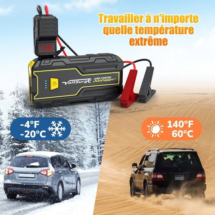 Booster Batterie Voiture 4000A, 12V Booster Batterie avec Compresseur