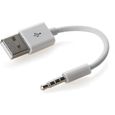 Cable Adaptateur USB 3.5mm Sync Jack Data Chargeur Recharge pour Apple Ipod Shuffle 3ème à 7ème génération-0