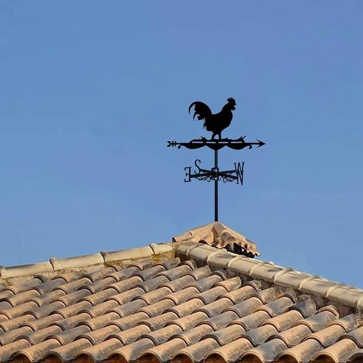 Girouette De Jardin Coq Hirondelle En Fer - Décoration Extérieure, Indicateur Direction Vent, Pour Toit Ou Cour