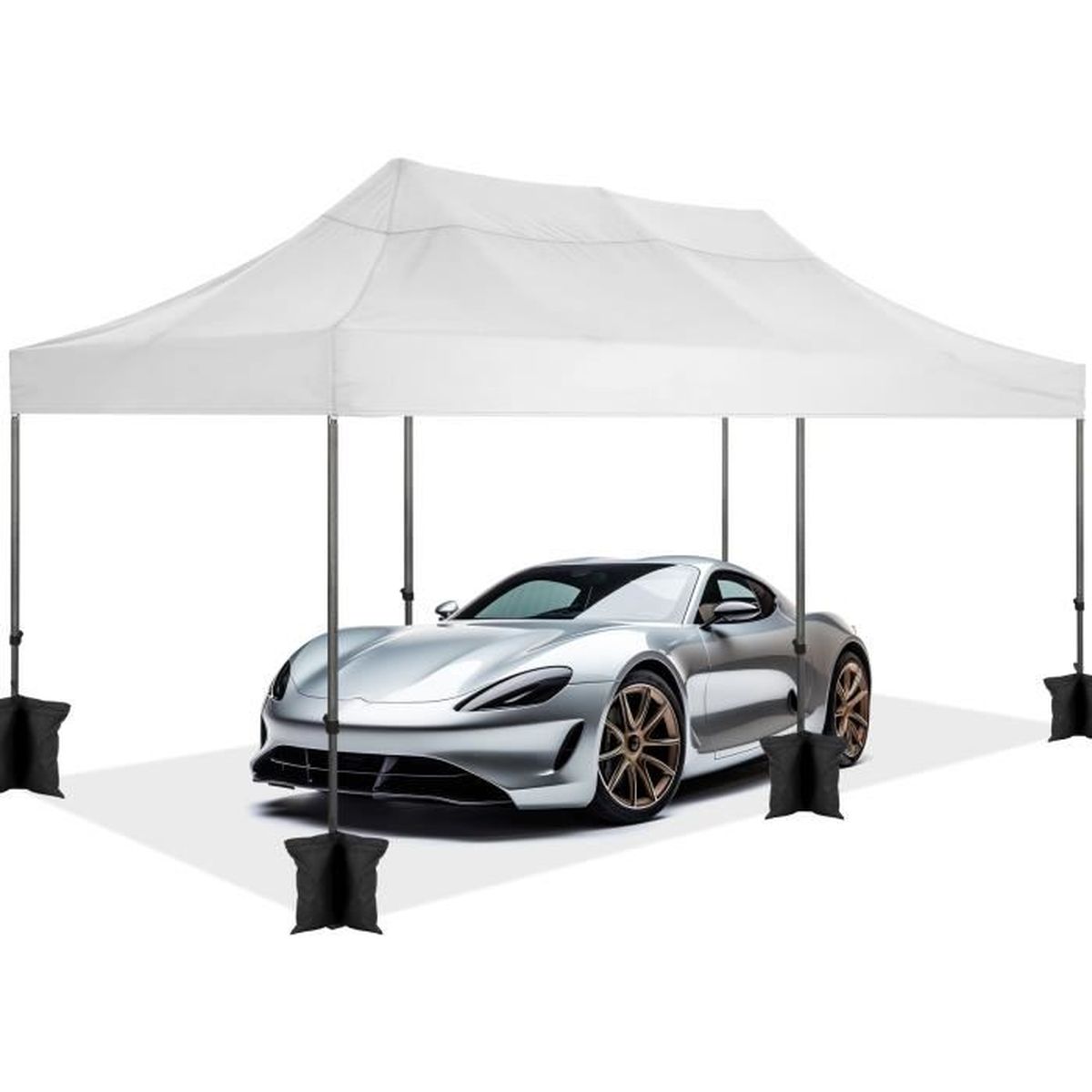 GOPLUS Tonnelle De Jardin Pliable 305x305cm-Assemblage Facile-Barnum Hauteur Réglable à 3