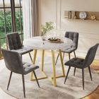 TRUXEN8 Table à manger ronde 80 cm avec 4 chaise,Ensemble de table à manger table de cuisine-chaises de salle à manger en velours gris