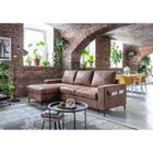 BESTMOBILIER Lilly - Canapé d'angle gauche - 4 places - convertible avec coffre - en microfibre - Marron